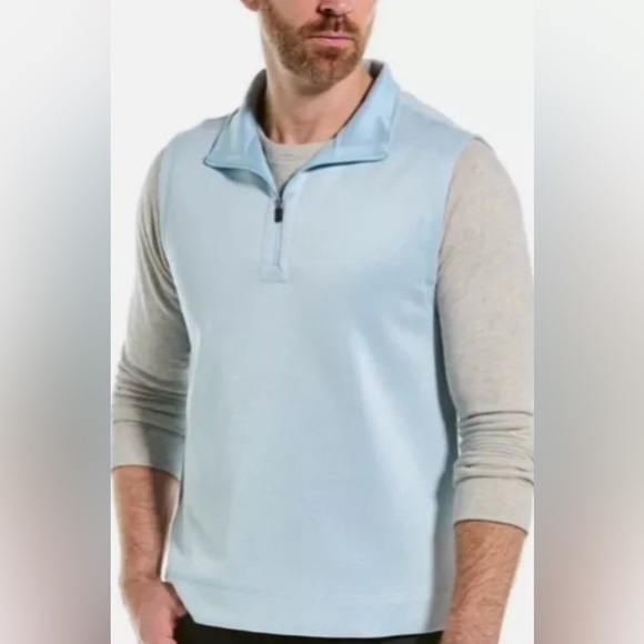 Hickey Freeman Other - New Hickey Freeman NWT Men's Large 1/4 Zip Vest Lite Blue Mini Stripe